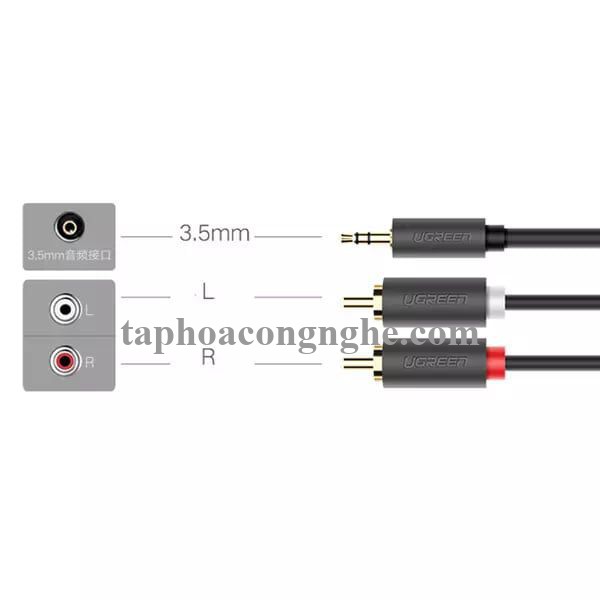 Ugreen 10513 5M màu Đen Cáp âm thanh 2 đầu Bông sen sang 3.5mm dương AV116 30010513